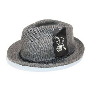 NWT Capas Headwear Fedora Straw Classic Vent Natural Fiber Godfather Hat Gray L